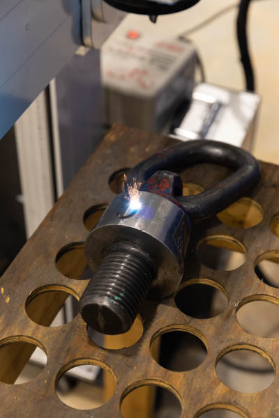 Laser engraving an eyebolt